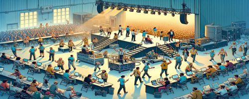 Venue logistics, technical production, volunteers, and accessibility